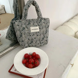 Embossed Flower Handbags for Women Portable Canvas Storage Bags