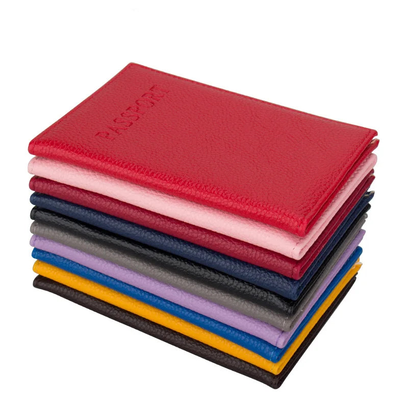 Litchi Grain Passport Holder Soft PU Leather Cover