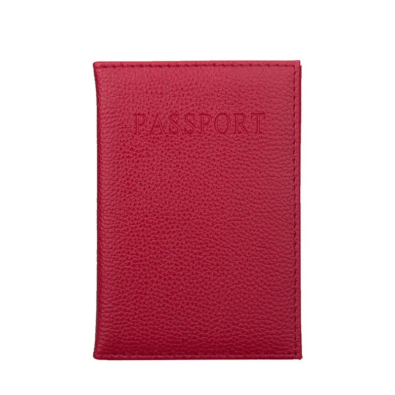 Litchi Grain Passport Holder Soft PU Leather Cover