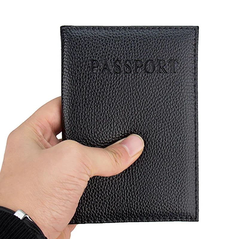 Litchi Grain Passport Holder Soft PU Leather Cover