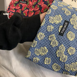 Embossed Rose Cosmetic Bag Large Capacity Portable Toiletry Wash Bag