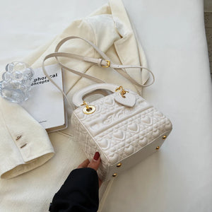 Embossed Leather Shoulder Bag Mini Crossbody Classic Square Bolsos