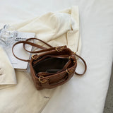 Embossed Leather Shoulder Bag Mini Crossbody Classic Square Bolsos