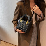 Embossed Leather Shoulder Bag Mini Crossbody Classic Square Bolsos