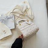 Embossed Leather Shoulder Bag Mini Crossbody Classic Square Bolsos