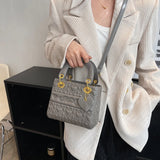 Embossed Leather Shoulder Bag Mini Crossbody Classic Square Bolsos