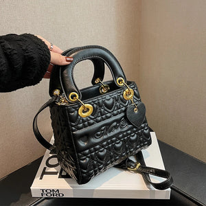 Embossed Leather Shoulder Bag Mini Crossbody Classic Square Bolsos