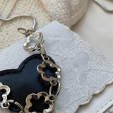 Embossed Chain Small Square Bag - Solid Colour Love Handheld Shoulder Bag