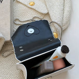 Embossed Chain Small Square Bag - Solid Colour Love Handheld Shoulder Bag