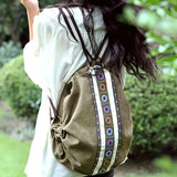 Embroidered Canvas Backpack, Women's Niche Bucket Bag