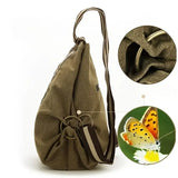 Embroidered Canvas Backpack, Women's Niche Bucket Bag