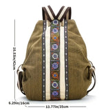 Embroidered Canvas Backpack, Women's Niche Bucket Bag