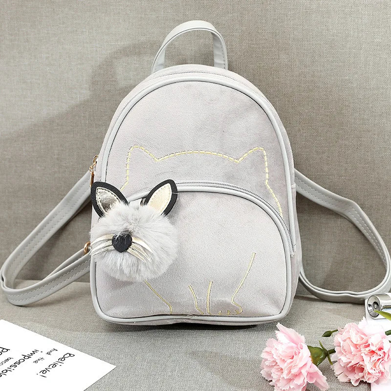 Embroidered Flannel Backpack for Women Girls Schoolbag