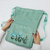 Embroidered Folding Backpack Casual Bag Waterproof Bundle
