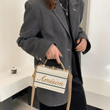 Embroidered Letter Box Style Purses Crossbody Bag Vintage Tote Bag