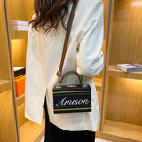 Embroidered Letter Box Style Purses Crossbody Bag Vintage Tote Bag