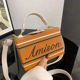 Embroidered Letter Box Style Purses Crossbody Bag Vintage Tote Bag