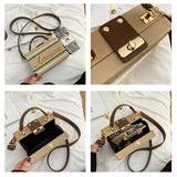 Embroidered Letter Box Style Purses Crossbody Bag Vintage Tote Bag