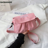 Embroidered Letters Canvas Small Bag Female Candy Small Fresh Shoulder Bag