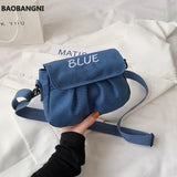 Embroidered Letters Canvas Small Bag Female Candy Small Fresh Shoulder Bag