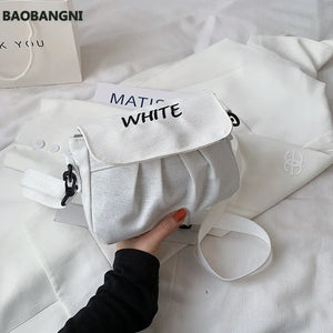 Embroidered Letters Canvas Small Bag Female Candy Small Fresh Shoulder Bag