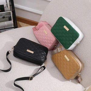 Embroidered Messenger Bag PU Leather Shoulder Crossbody Bag for Women