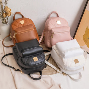 Embroidered Mini Backpack Women Bag Pack Small Phone Pouch Soft PU Leather