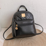 Embroidered Mini Backpack Women Bag Pack Small Phone Pouch Soft PU Leather