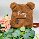 Personalized Brown Bear Backpack Plush Bag