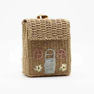 Embroidered Double Shoulder Straw Bag