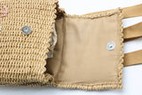 Embroidered Double Shoulder Straw Bag