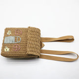 Embroidered Double Shoulder Straw Bag