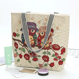 Owl Pattern Shoulder Bag Canvas Handbag for College Students