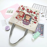 Owl Pattern Shoulder Bag Canvas Handbag for College Students
