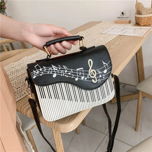 Embroidered Piano Keys Square Tote Bag