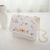 Embroidered Small Square Bag Retro Chain Shoulder Bag