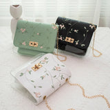 Embroidered Small Square Bag Retro Chain Shoulder Bag