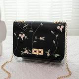 Embroidered Small Square Bag Retro Chain Shoulder Bag