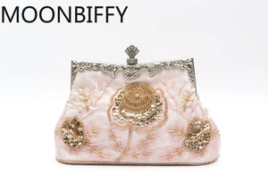 Vintage Beaded Evening Clutch Bags Diamond Sequined Handbag Bride Purses