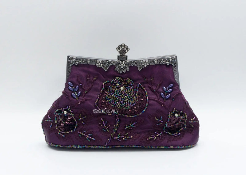 Vintage Beaded Evening Clutch Bags Diamond Sequined Handbag Bride Purses