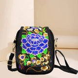 Embroidered Peony Pattern Shoulder Bag