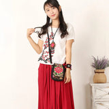 Embroidered Peony Pattern Shoulder Bag