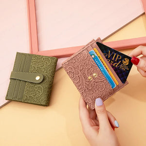 Embroidered Card Bag Women's Short Wallet Mini Zero Wallet