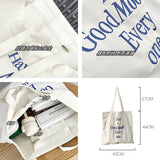 Embroidery Letter Women's Canvas Shoulder Bag Casual Girls Book Tote Handbags