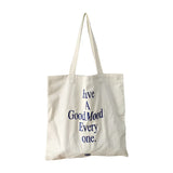 Embroidery Letter Women's Canvas Shoulder Bag Casual Girls Book Tote Handbags