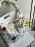 Butterfly Shoulder Bag Retro Flower Quilting Plaid Messenger Bag