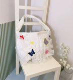 Butterfly Shoulder Bag Retro Flower Quilting Plaid Messenger Bag