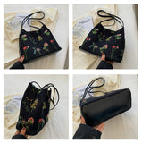 Large Flowers Tote Bag for Women Embroidery Canvas Purse Handbag