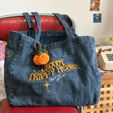 Embroidery Casual Tote Shoulder Bags Canvas Jeans Messenger Bags
