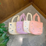 Embroidery Cloud Women's Plush Shoulder Bag Faux Lamb Wool Female Purse